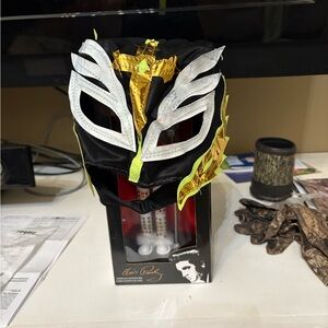 Kids Black & Gold Lucha Mask with White Accents